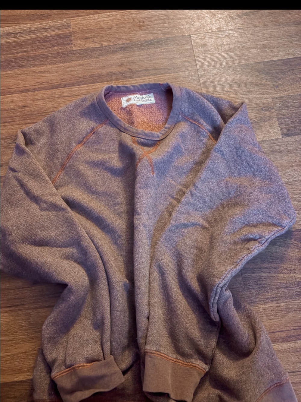 Men's Crewneck Sweatshirt - Purple Heather with Contrast Stitching